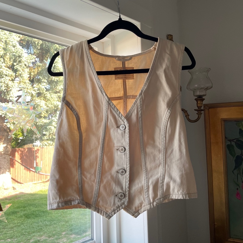 We The Free People Ivory Button-Up Vest size large